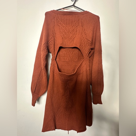 Free People Emmaline Long Sleeve Sweater Dress Cinnamon L Ptp 14 super stretchy - Picture 8 of 12